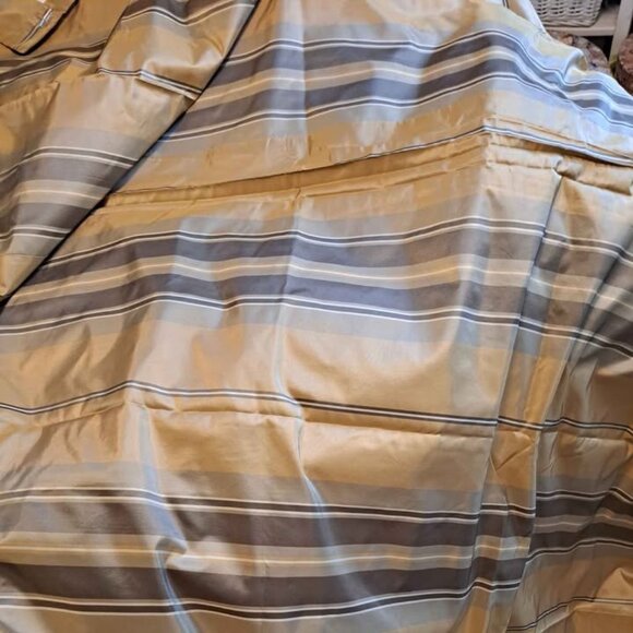 2 RESTORATION HARDWARE BOLD Multistripe 97W x 107L Lined SILK Drapes with Hooks - Picture 1 of 3